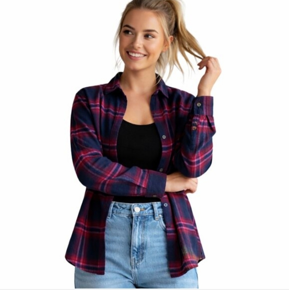 Hollister Plaid Bottom Down Flannel, Size Medium